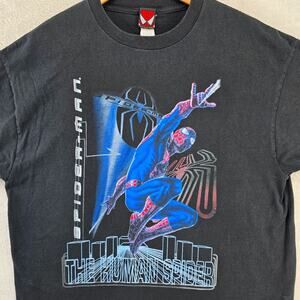 Vintage Spiderman Shirt Mens XL Black 2002 Marvel Movie Promo Y2K Human Spider